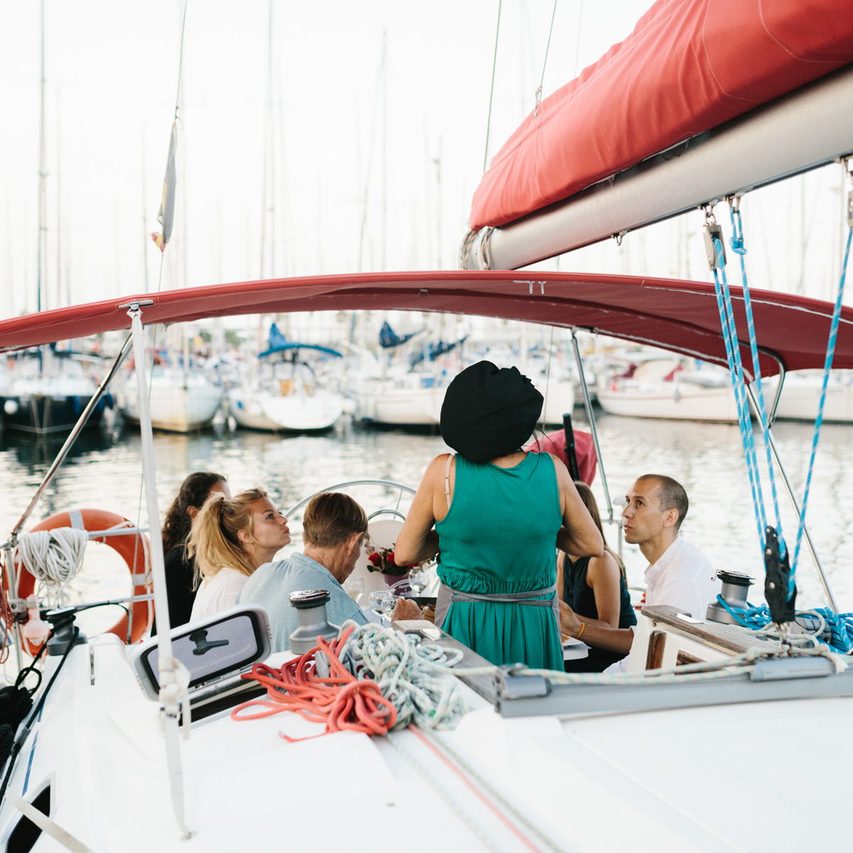 Wine and dine on a sailboat in Barcelona