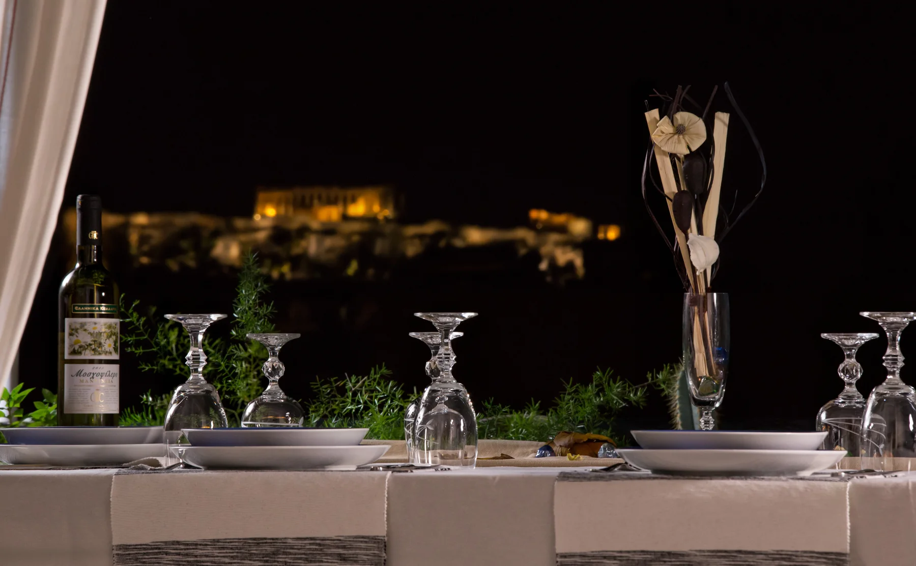 Greek feast with a panoramic view of Athens - 468768